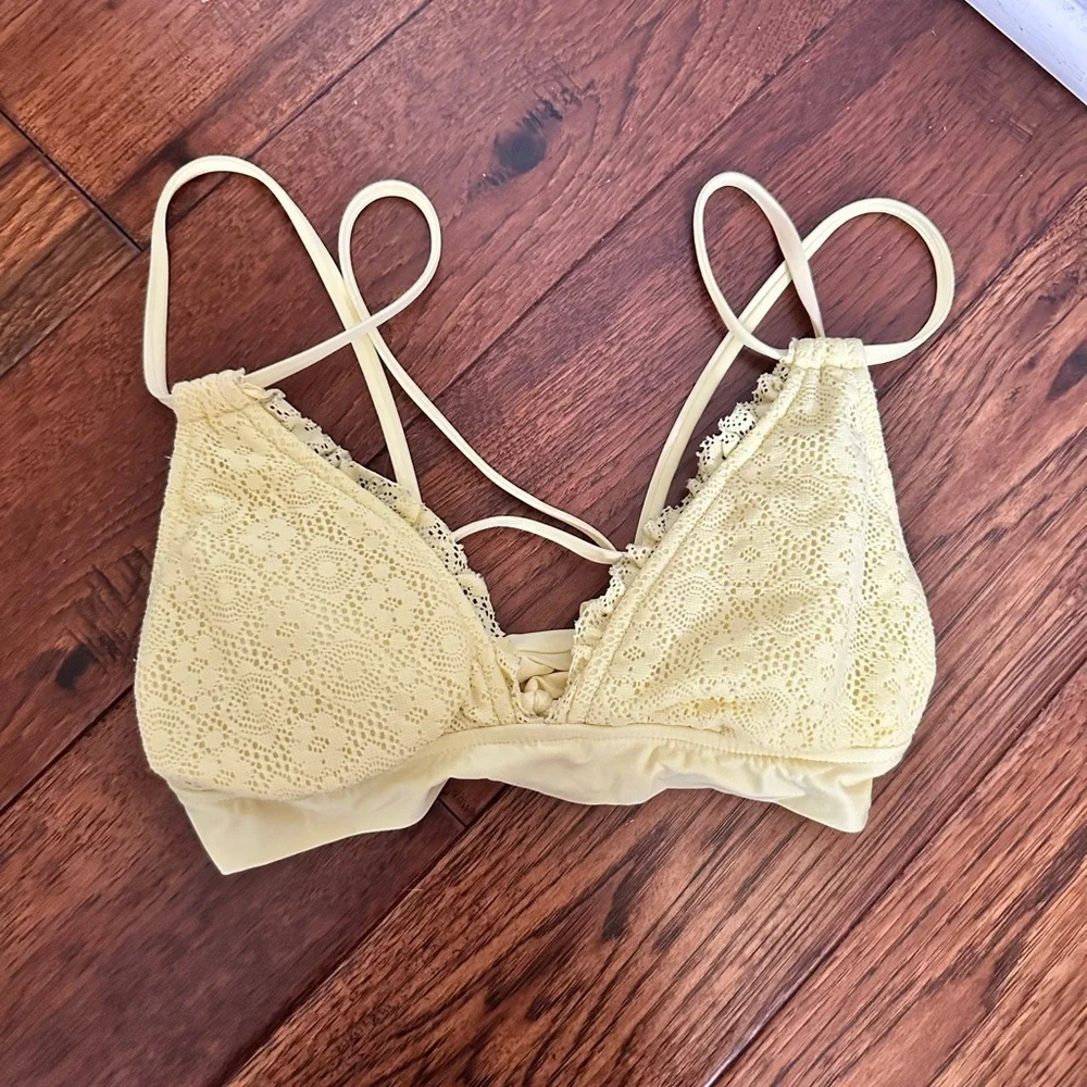 Yellow Lace Bikini Top Size Small